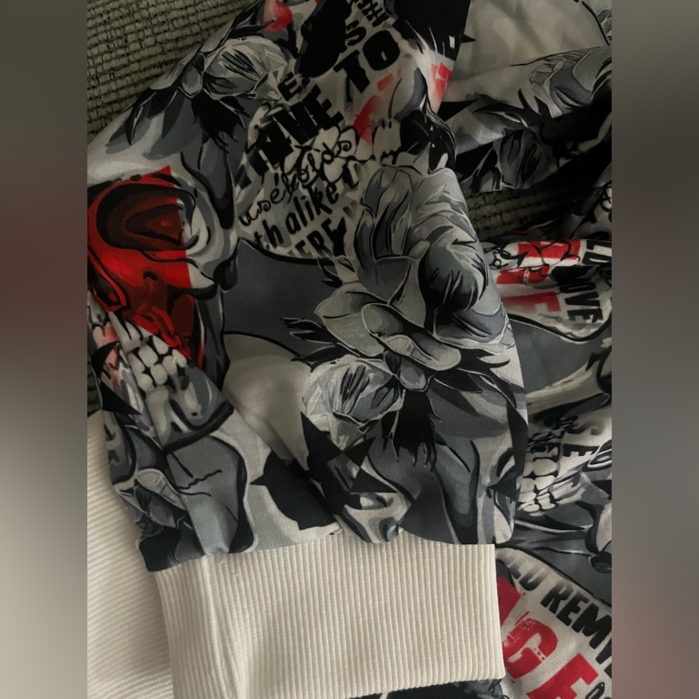 Women's Graphic Skull Print Jacket Grey - Picture 8 of 10